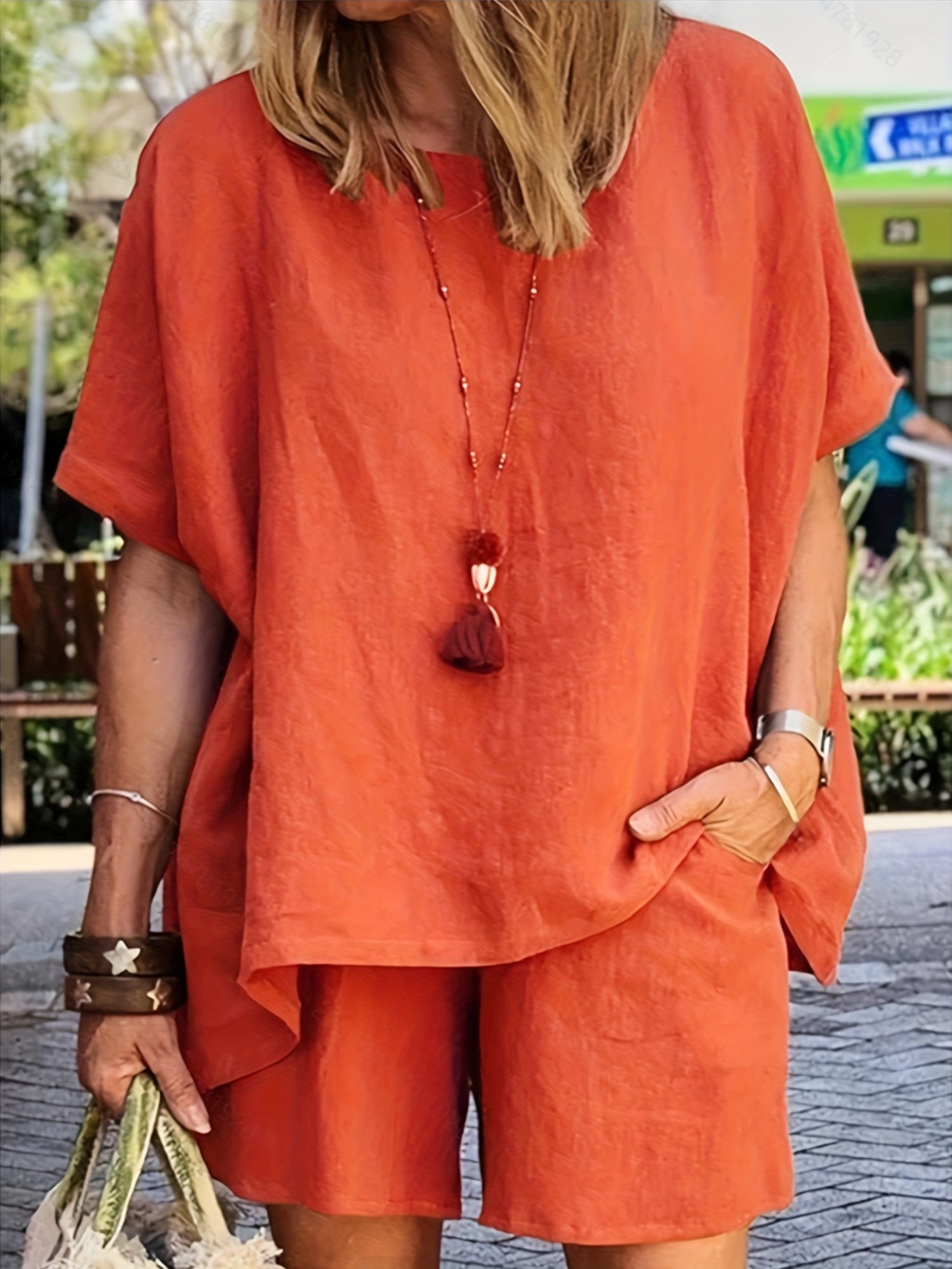 Vanessa | Enfärgat Set med Shorts