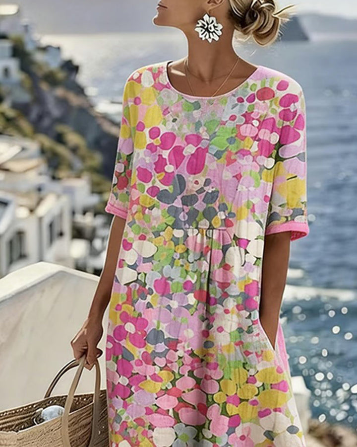 Ester | Elegant Blomster Sommar Midi Klänning
