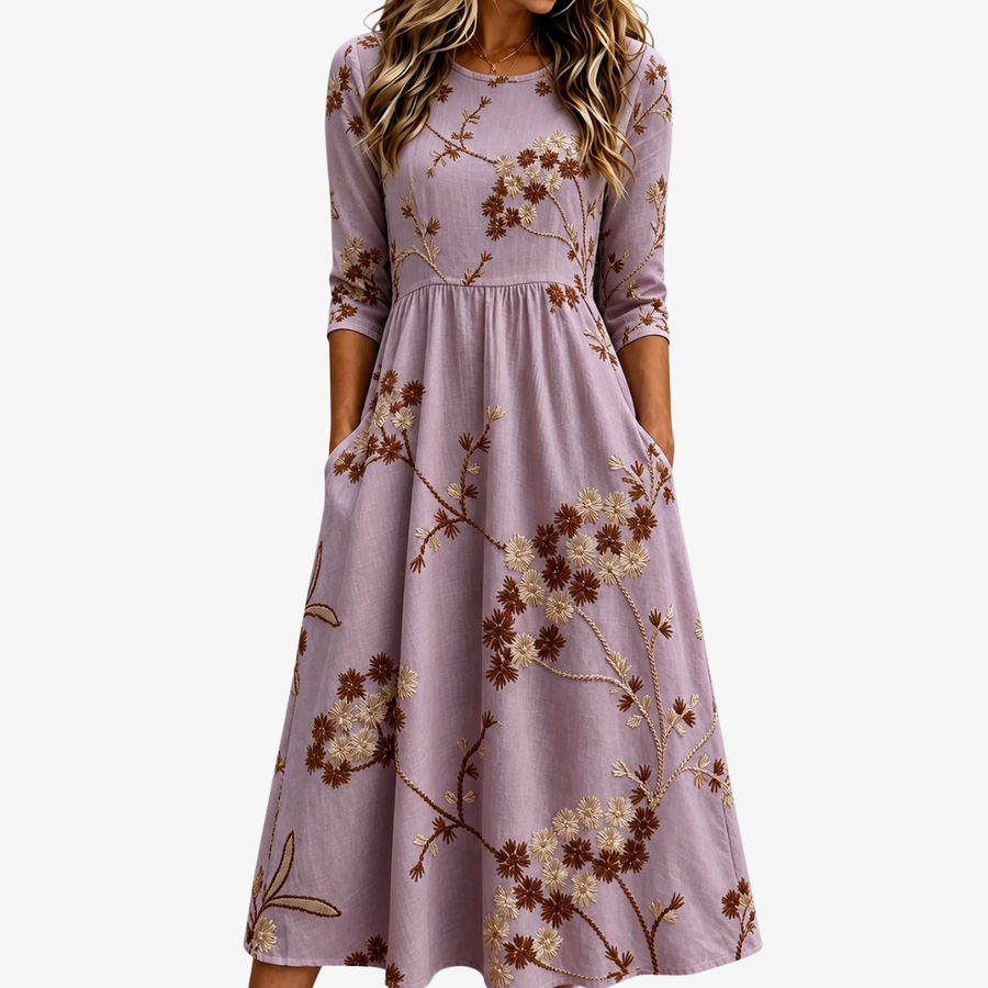 Heather | Meadow Floral Pocket Midi Klänning