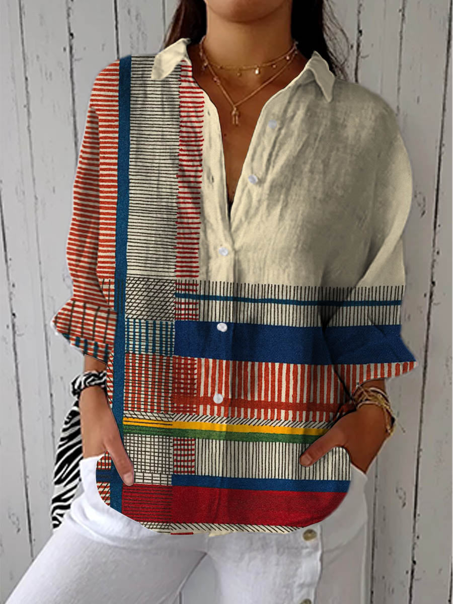 Catherine | Randig Patchwork Blus