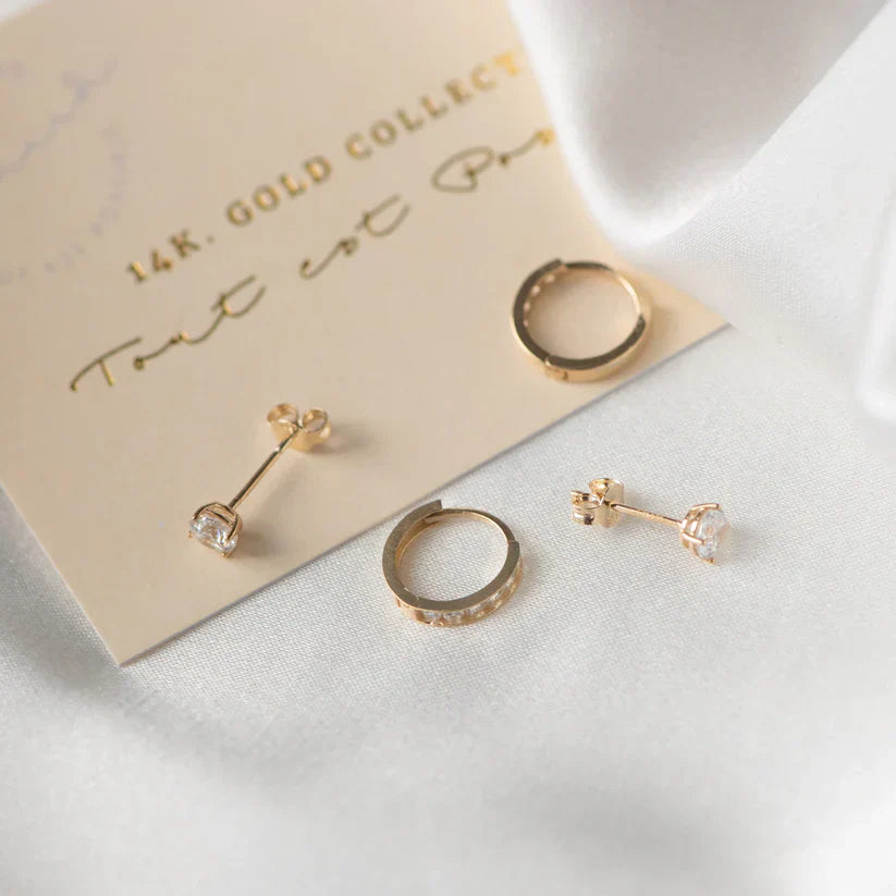 Dara Brillane Stenörhängen Set | Guld