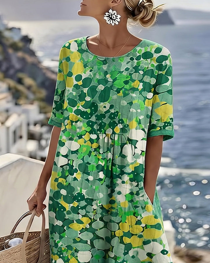 Ester | Elegant Blomster Sommar Midi Klänning