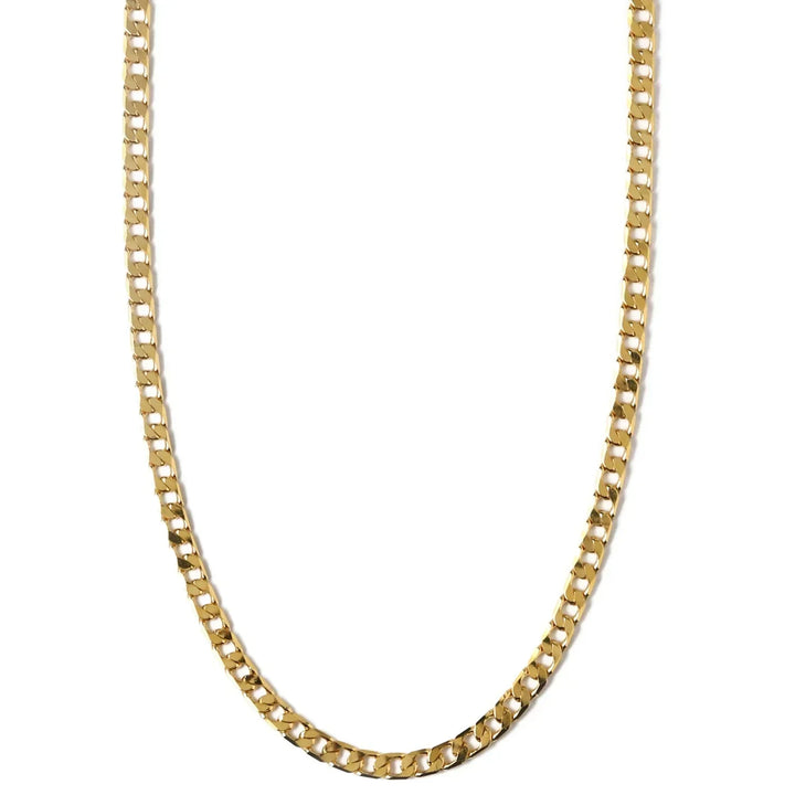 Platt Länk Curb Kedja Halsband | Guld