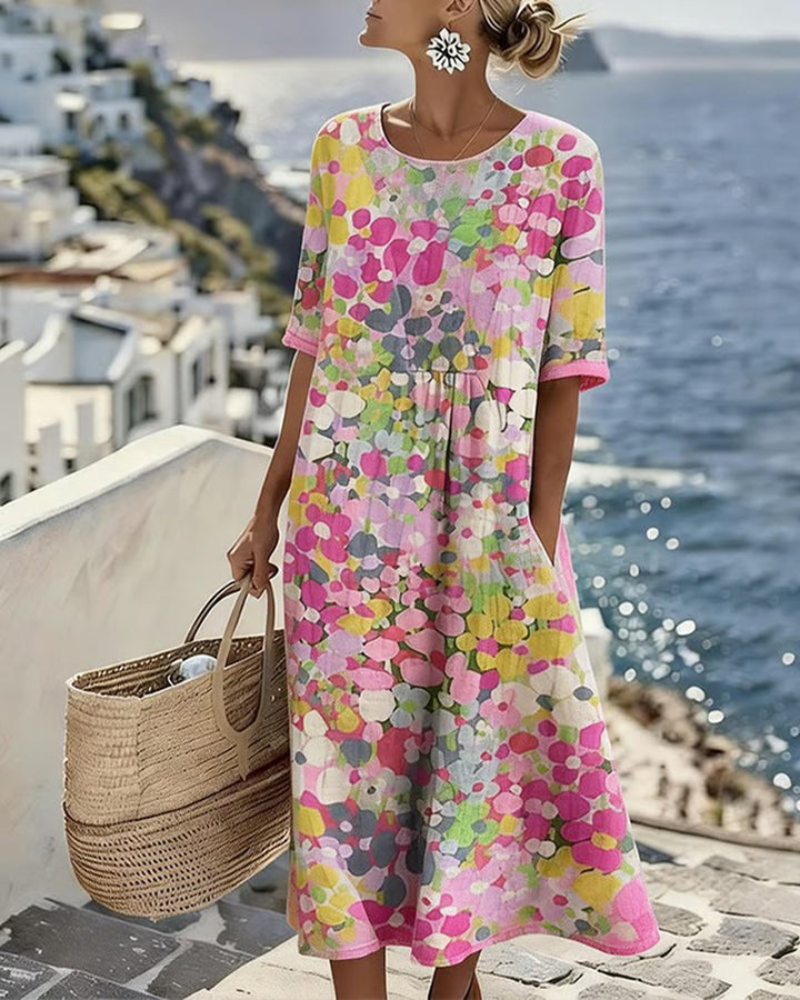 Ester | Elegant Blomster Sommar Midi Klänning