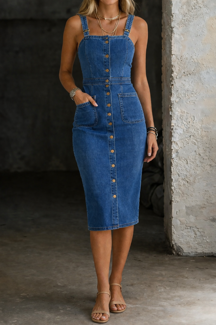 Indira | Knapp-up Denim Klänning