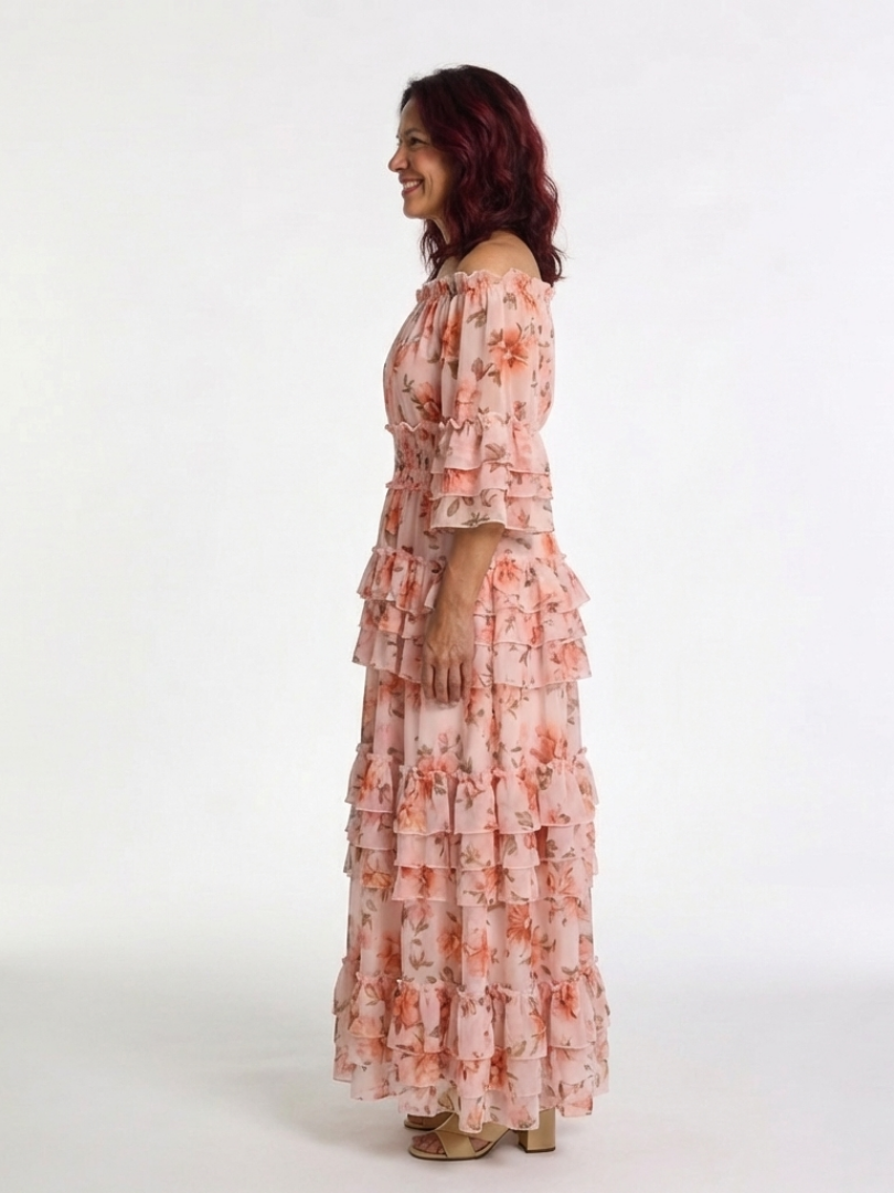 Rosalie | Maxiklänning med Blommönster och Off-Shoulder