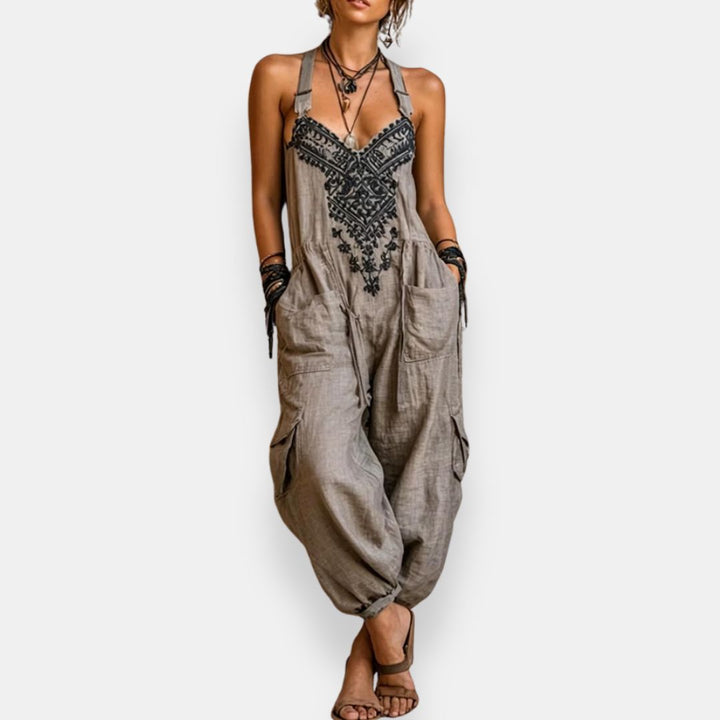 Carola | Broderad bohemisk jumpsuit