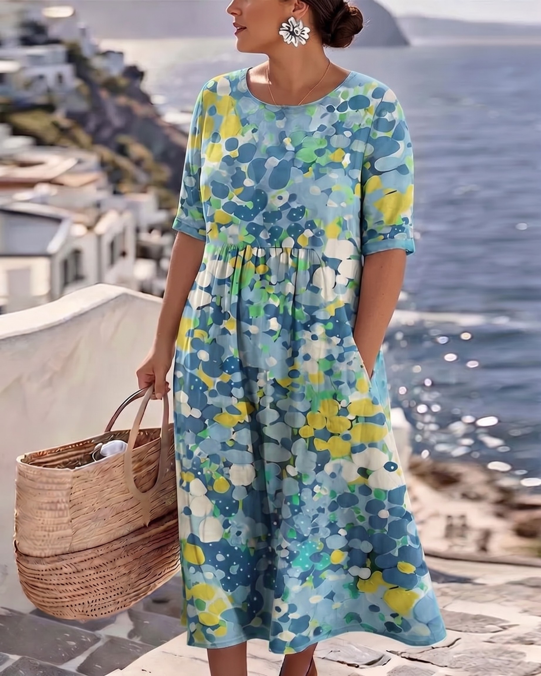 Ester | Elegant Blomster Sommar Midi Klänning