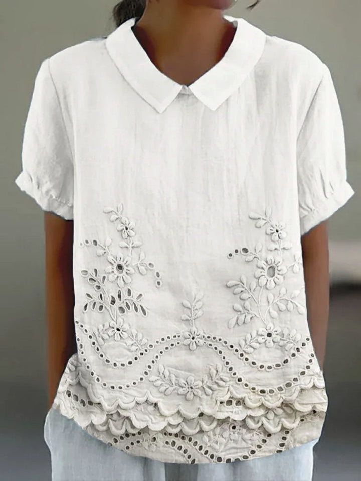 Lily | Blommig Broderad Skjorta