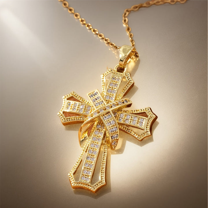 Strålande Kors Hänge Halsband | Guld