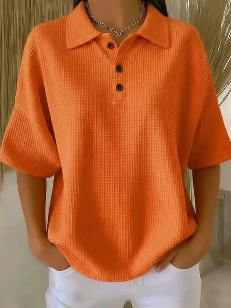 Perrina  | Bekväm Vaffelpolo Blus