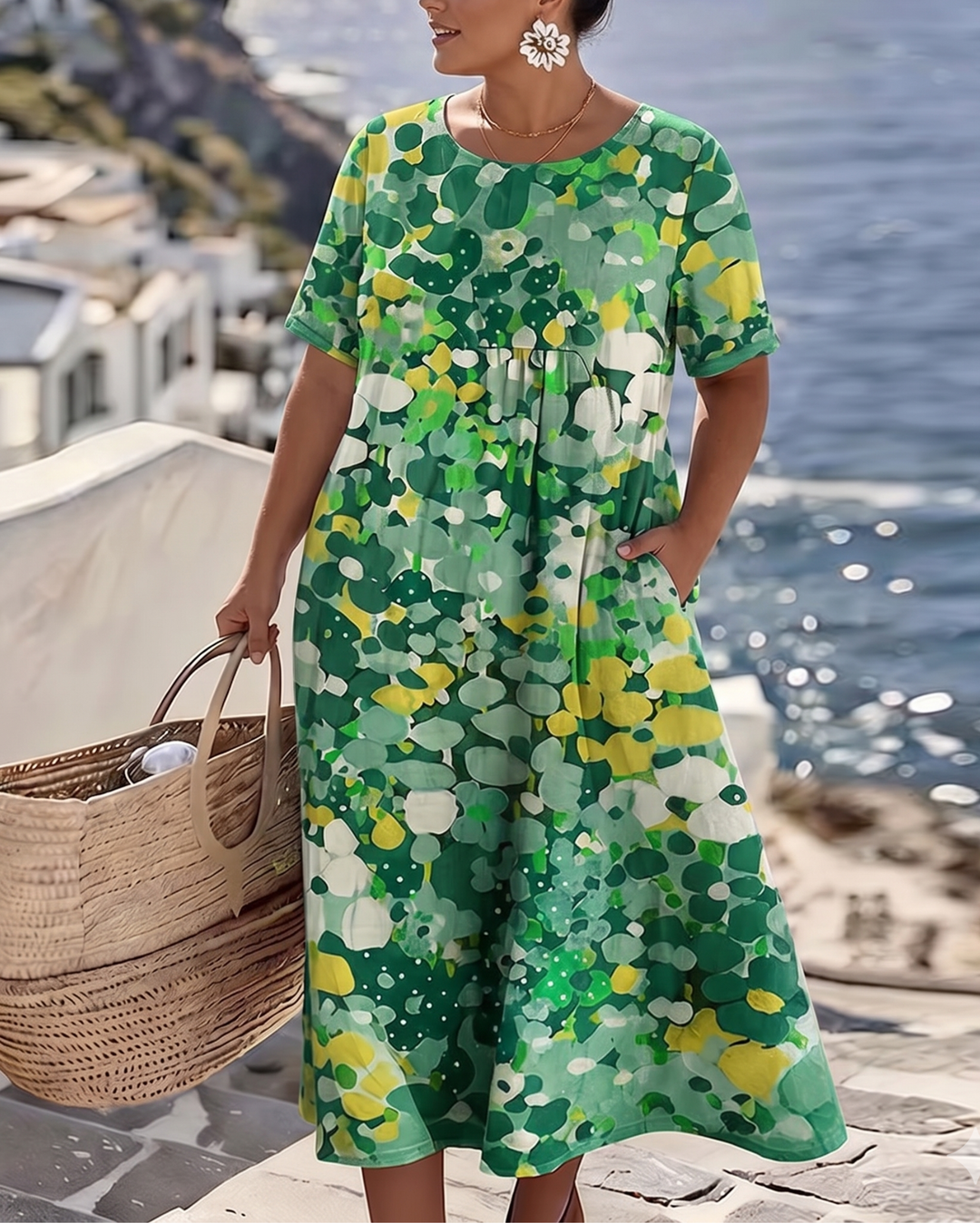 Ester | Elegant Blomster Sommar Midi Klänning