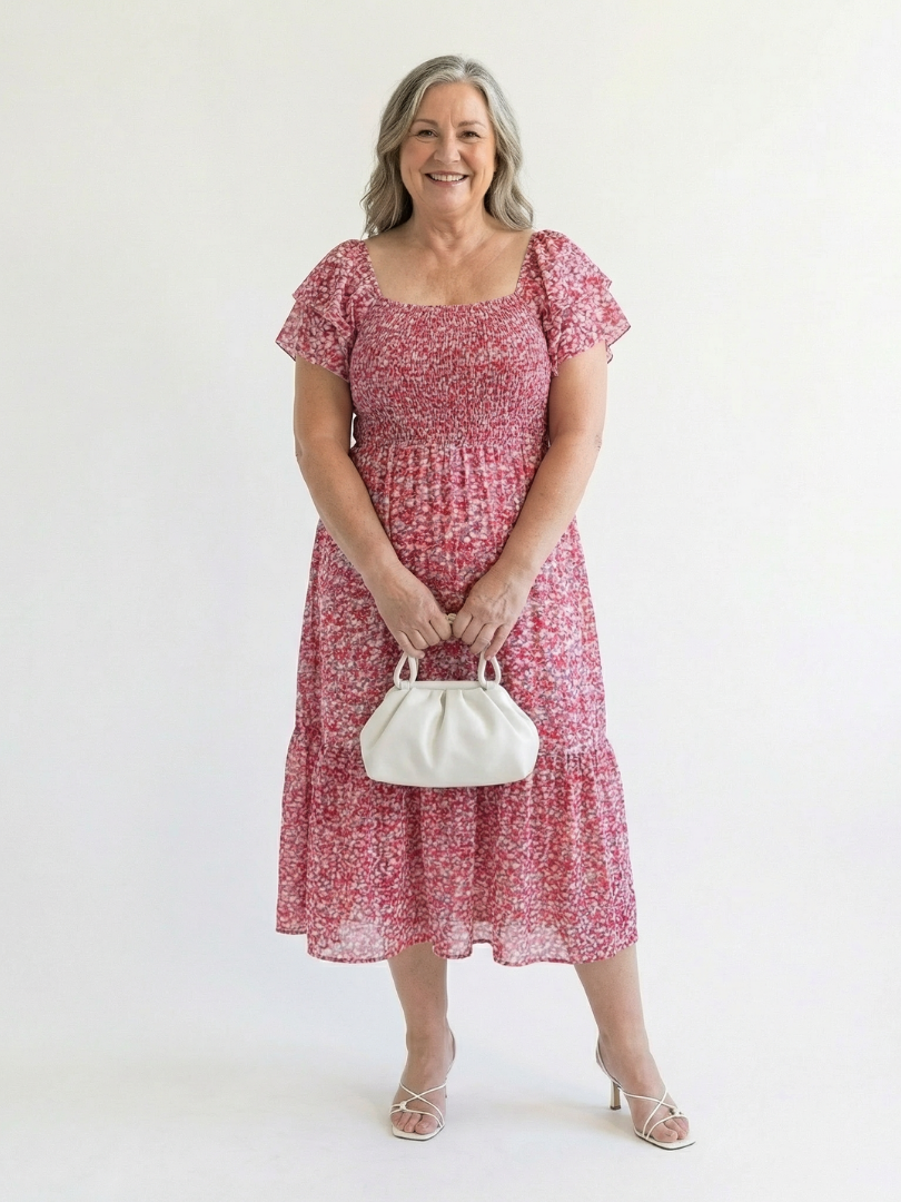 Odette | Midi Klänning med Off-Shoulder