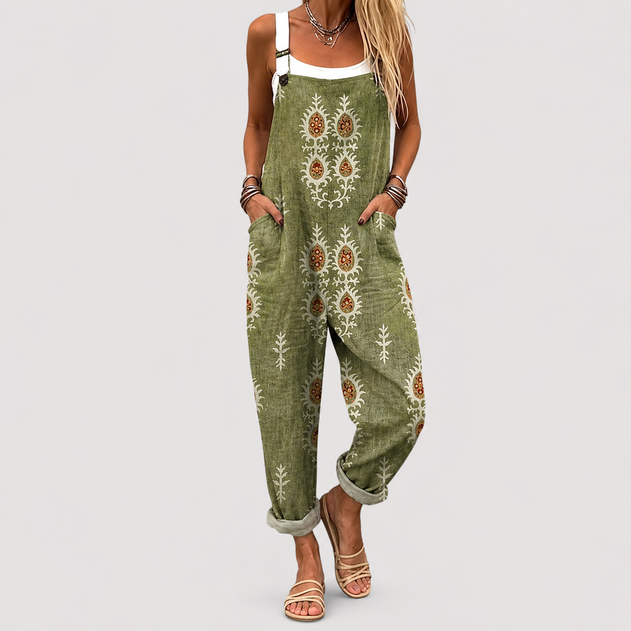 Rosetta | Avslappnad bohemisk jumpsuit i olivgrön