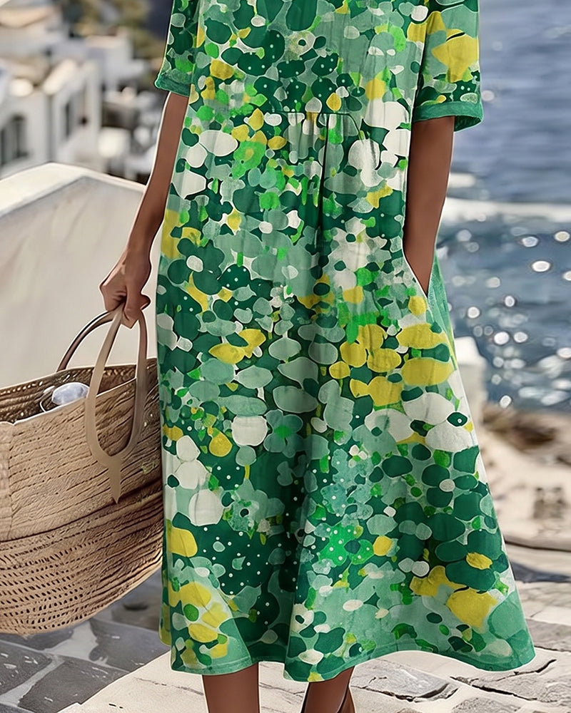 Ester | Elegant Blomster Sommar Midi Klänning