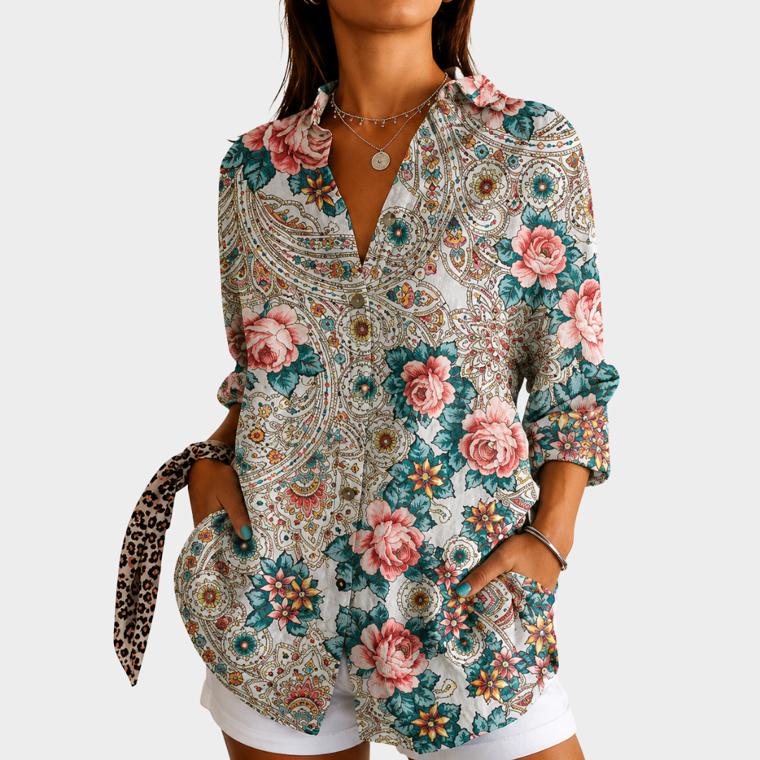 Edda | Vintage Rozen Paisley Blus