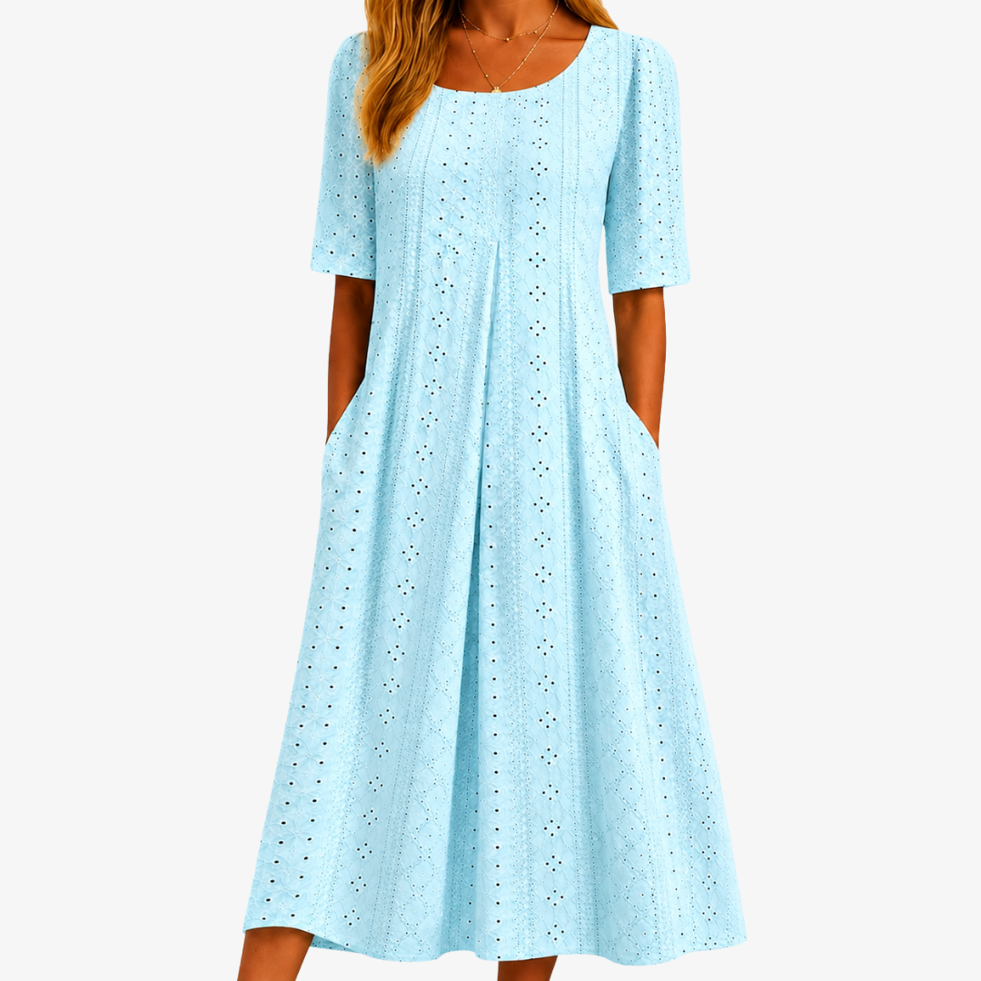 Oline | Skylight Grace Eyelet Pocket Midi Klänning