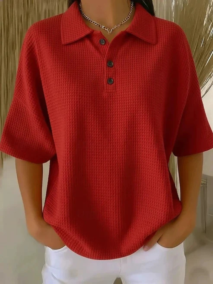Perrina  | Bekväm Vaffelpolo Blus