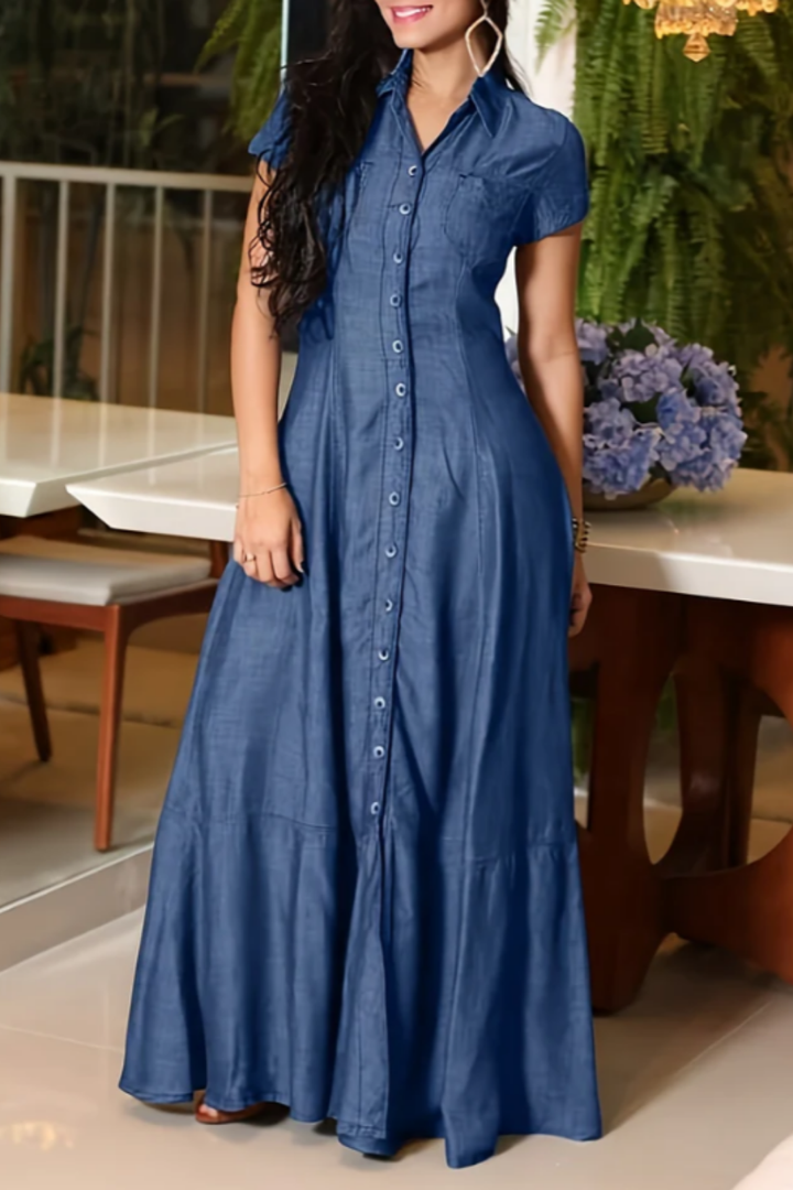 Mandy | Lång Denimklänning