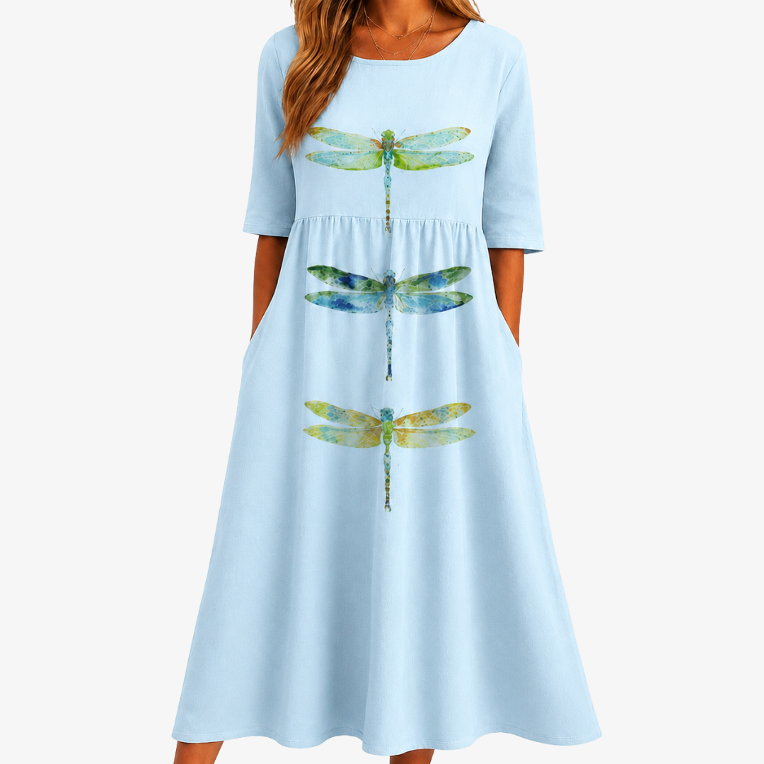 Sky | Meadow Dragonfly Pocket Midi Klänning