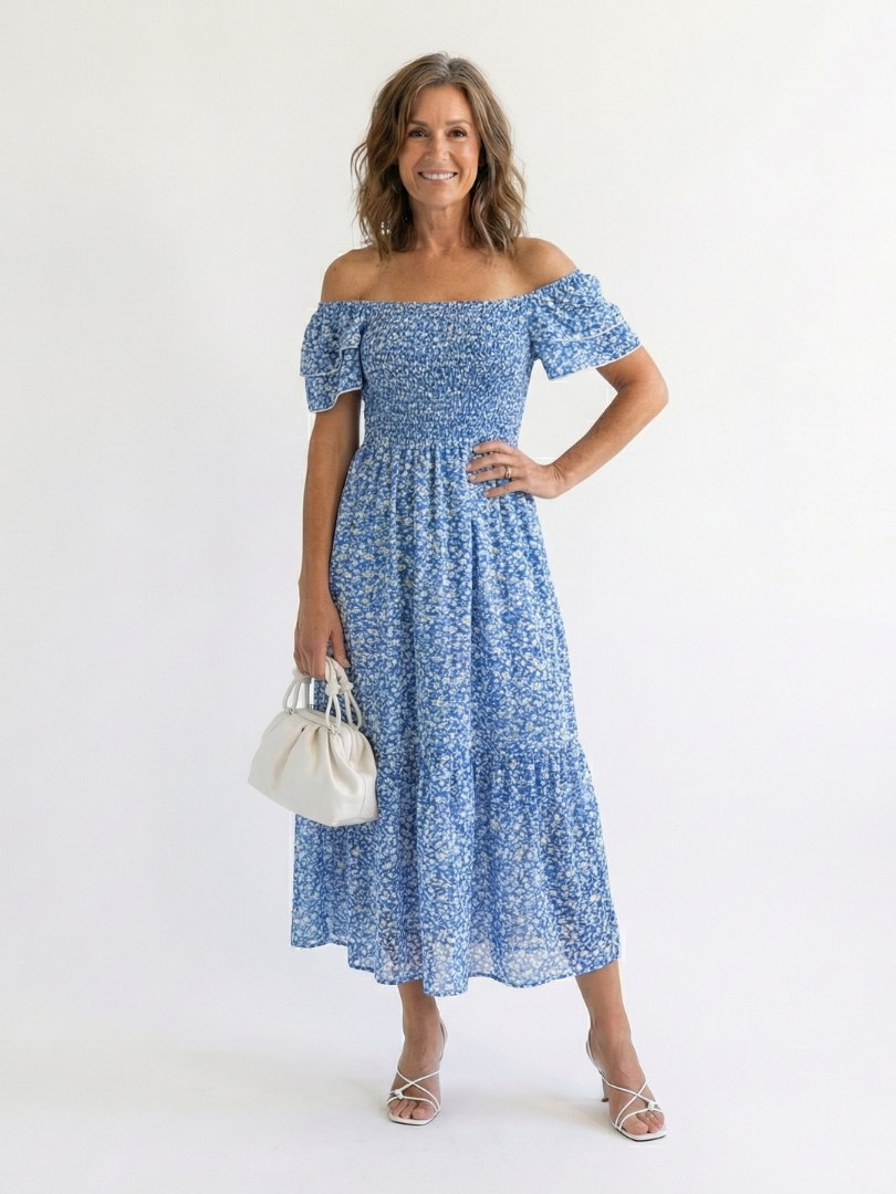 Odette | Midi Klänning med Off-Shoulder