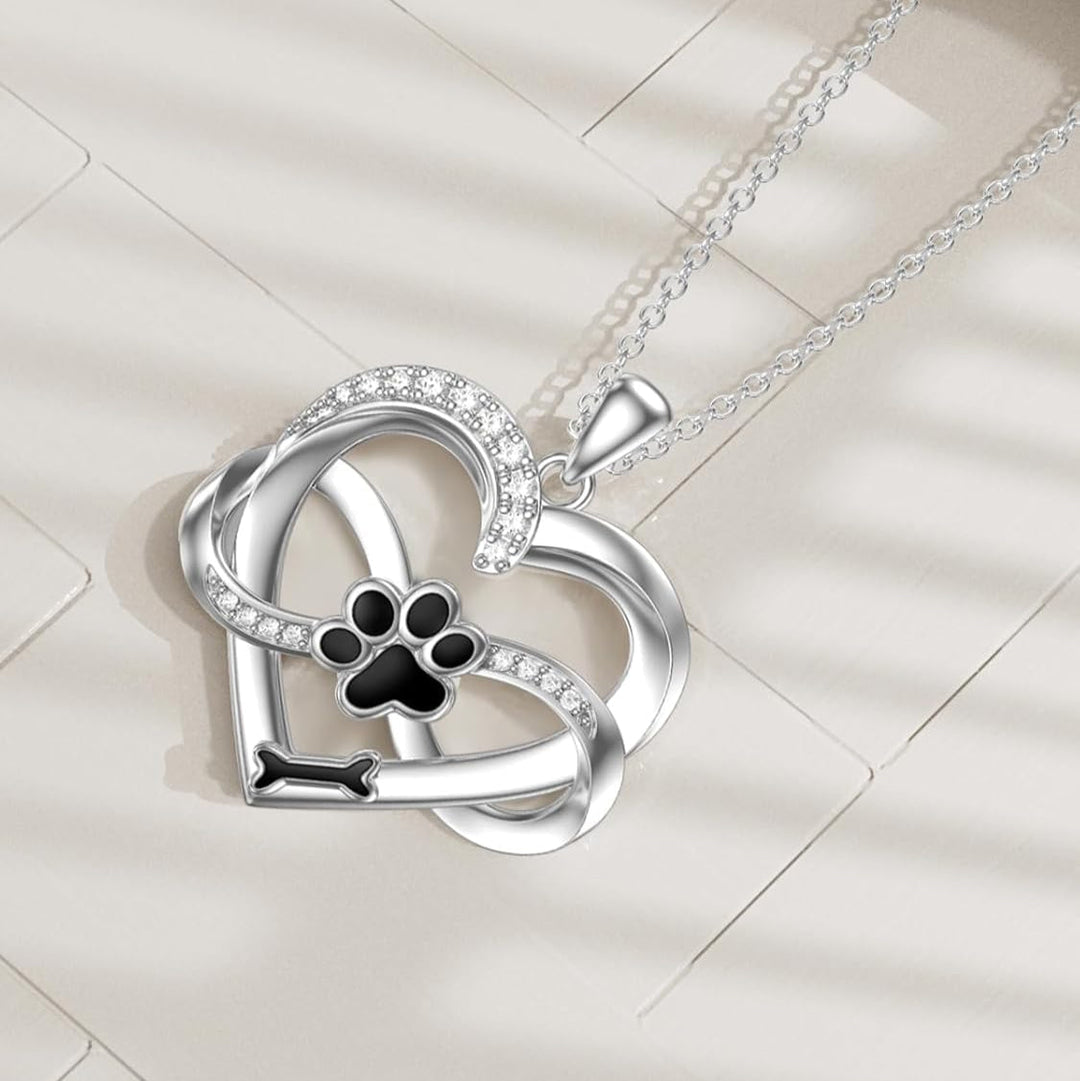 Infinity Hjärta & Tass Halsband i 925 Sterling Silver med Zirkonia Stenar