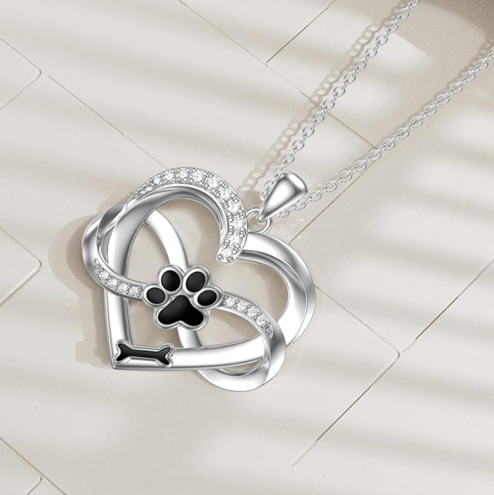 Infinity Hjärta & Tass Halsband i 925 Sterling Silver med Zirkonia Stenar