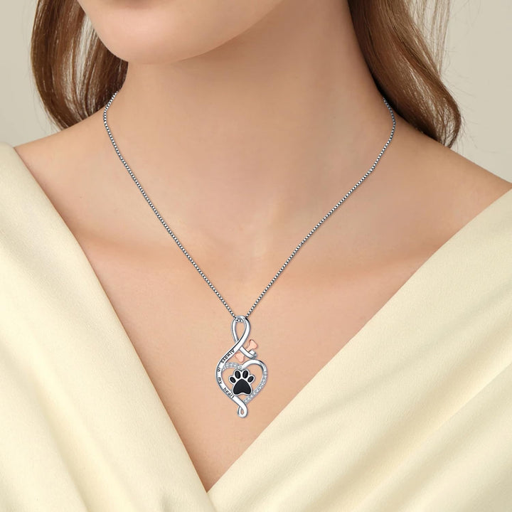 Lycklig Tass Halsband med Hjärta, Ben och Oändlig Symbol