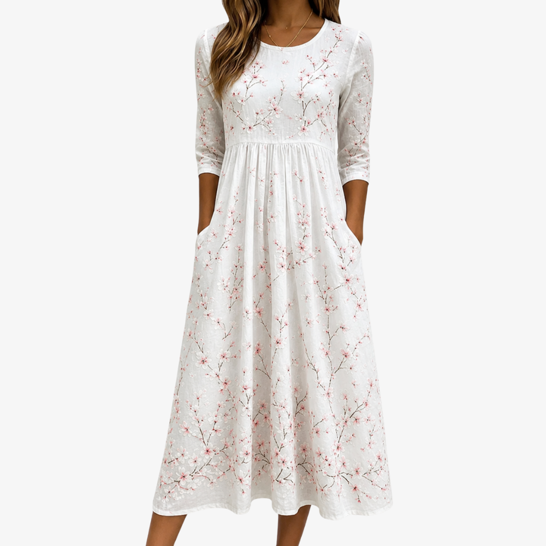 Annette | Körsbärsblomma Grace Everyday Midi Klänning