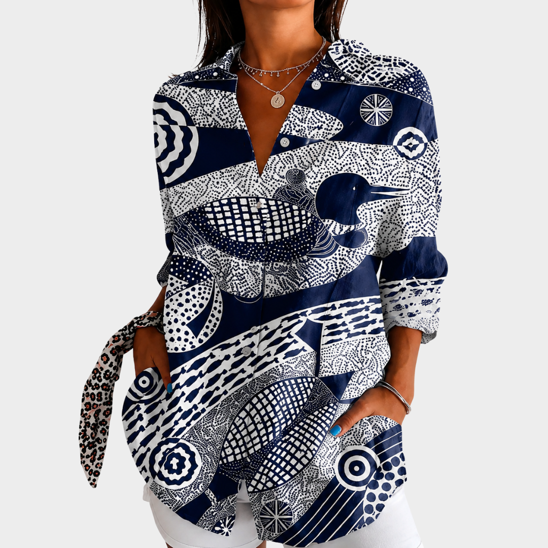 Kiara | Kust Mozaïek Tryck Blus