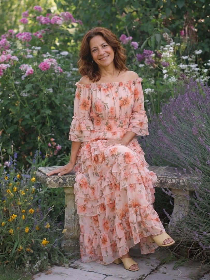 Rosalie | Maxiklänning med Blommönster och Off-Shoulder