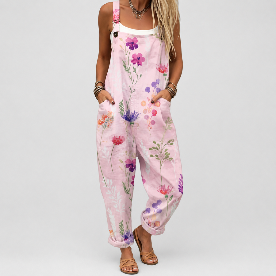 Saga | Blommig rosa overall