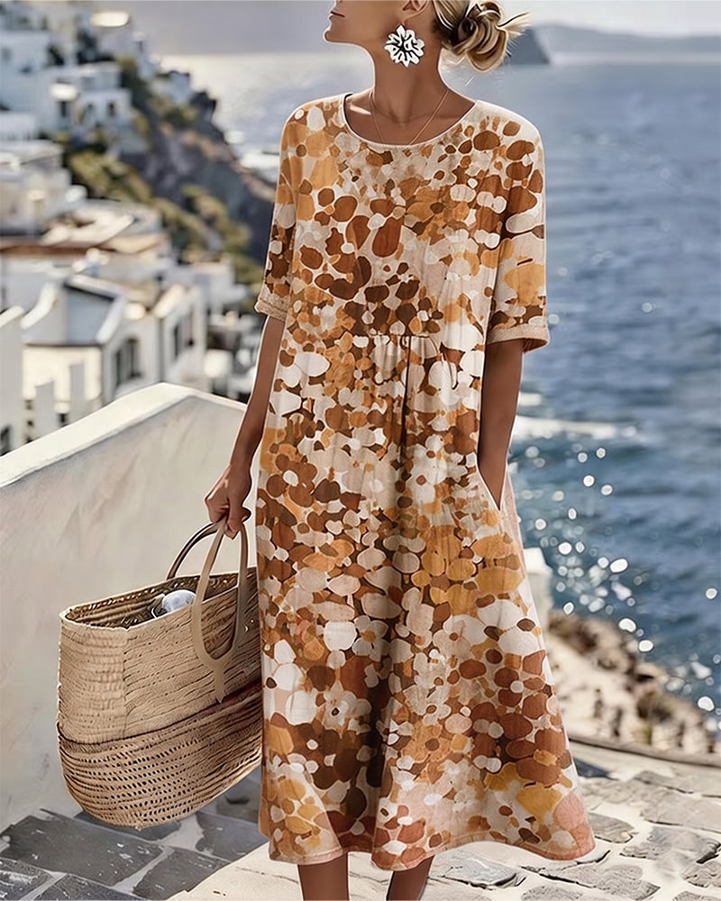 Ester | Elegant Blomster Sommar Midi Klänning