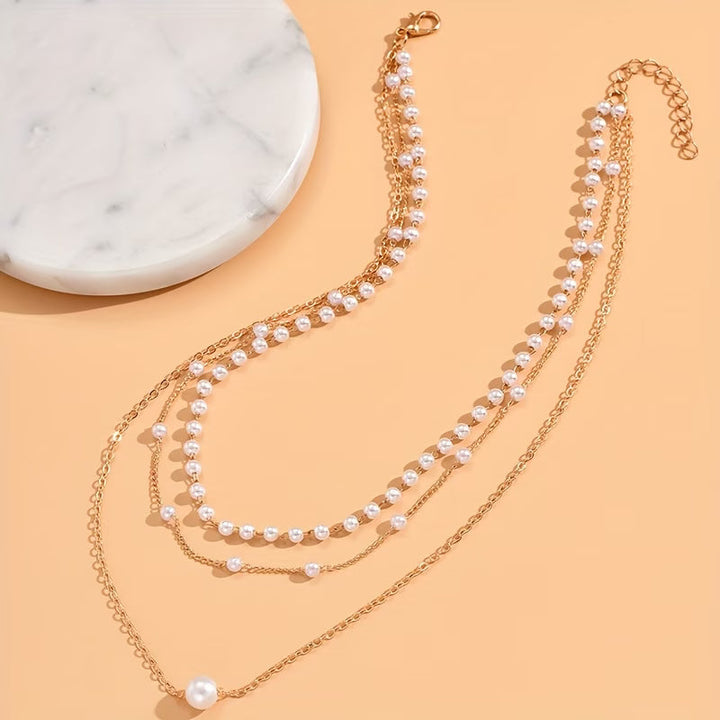 Trinity Pearl Layer Necklace-set