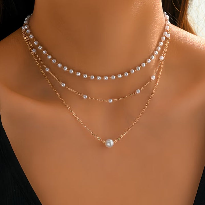 Trinity Pearl Layer Necklace-set