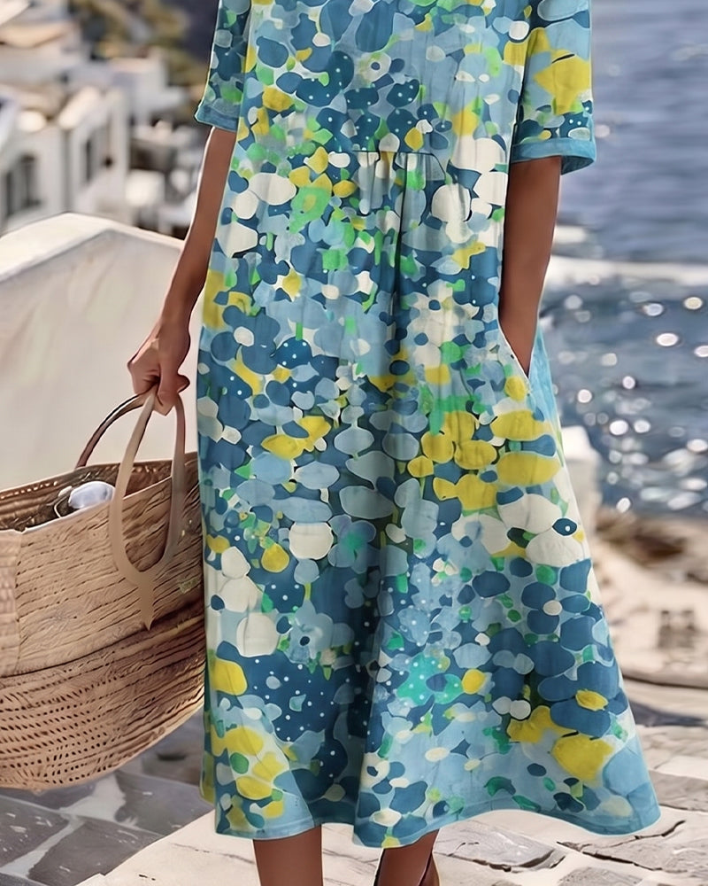 Ester | Elegant Blomster Sommar Midi Klänning