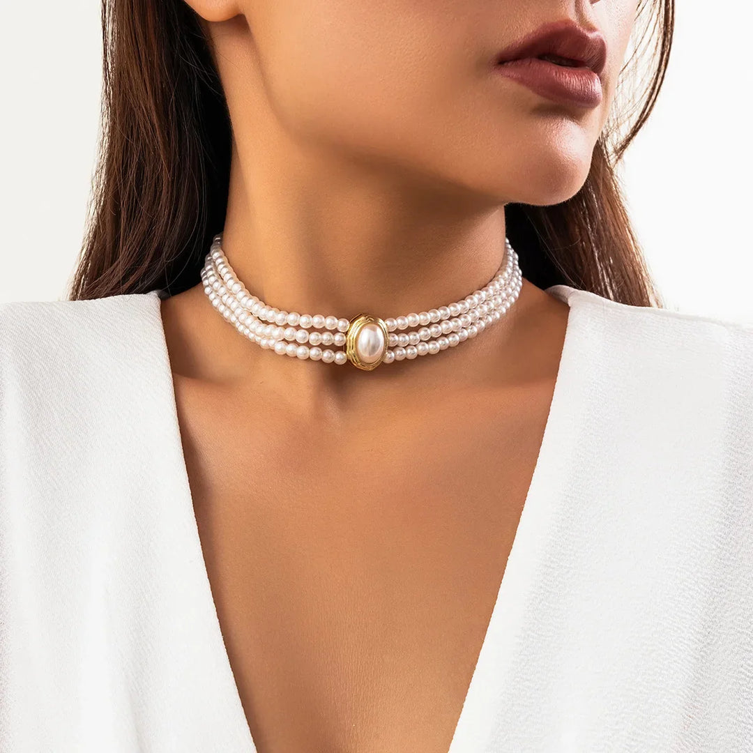Turkos Trefaldig Choker Halsband