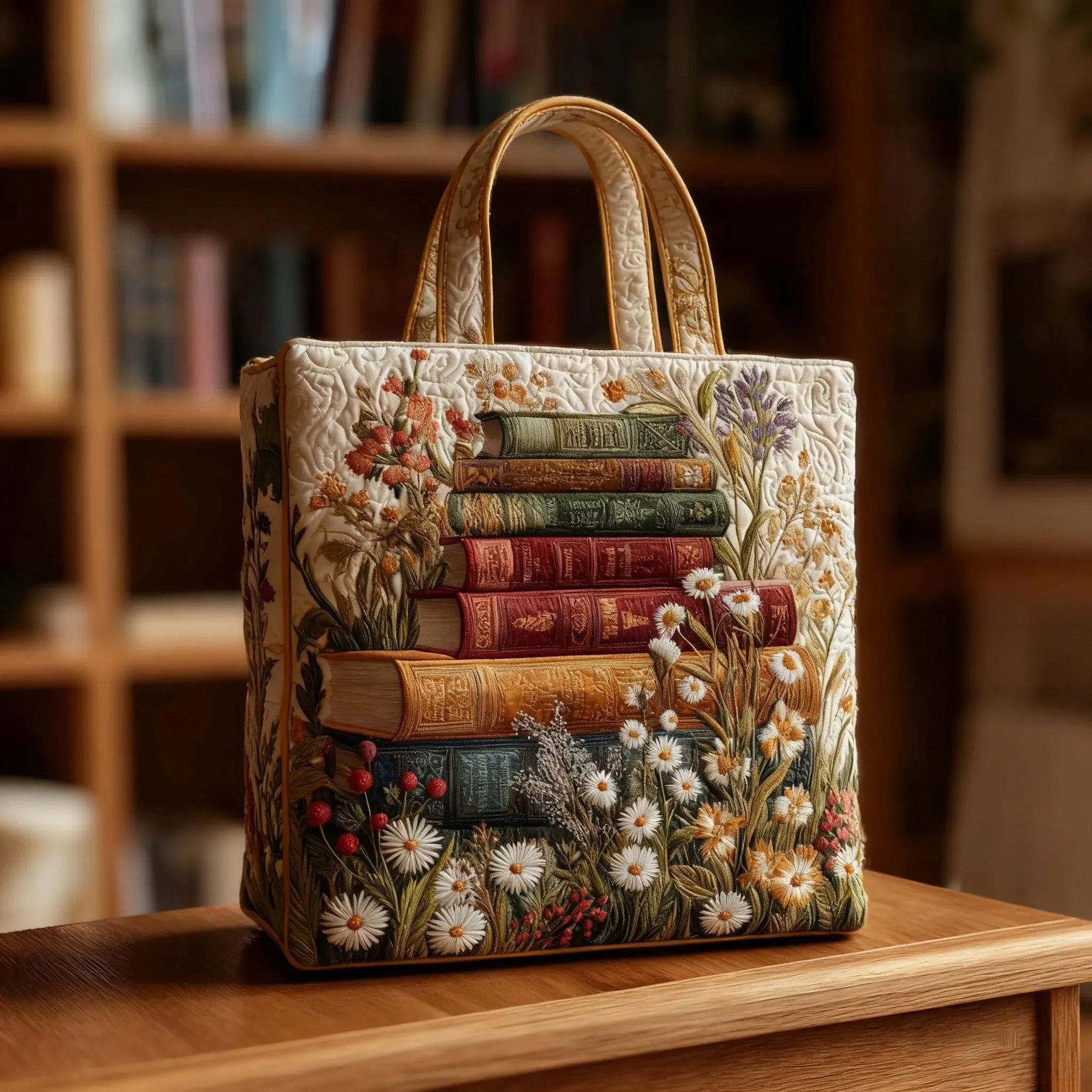 Sofia | Quiltad Tote-väska - Blommönster