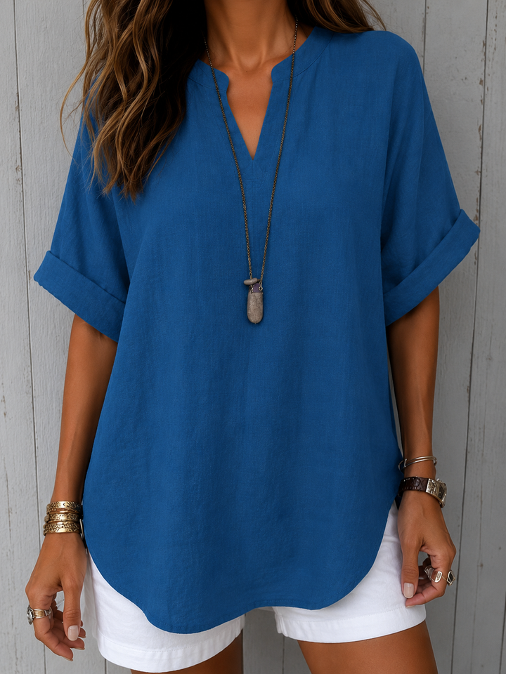 Emma | Enkel T-shirt Blus med Korta Ärmar