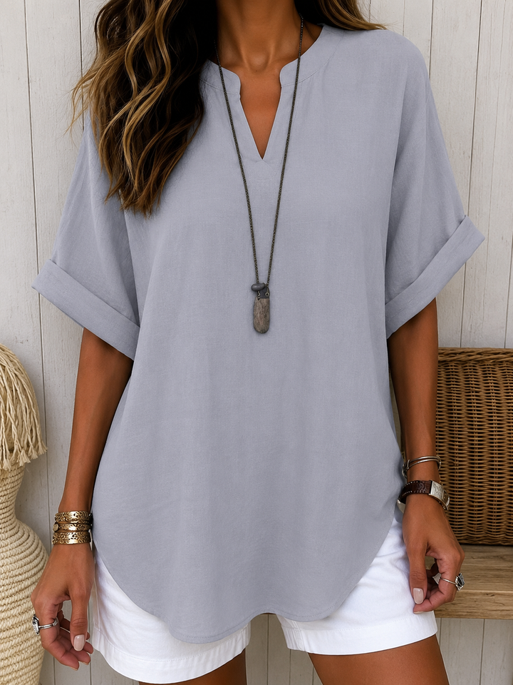 Emma | Enkel T-shirt Blus med Korta Ärmar