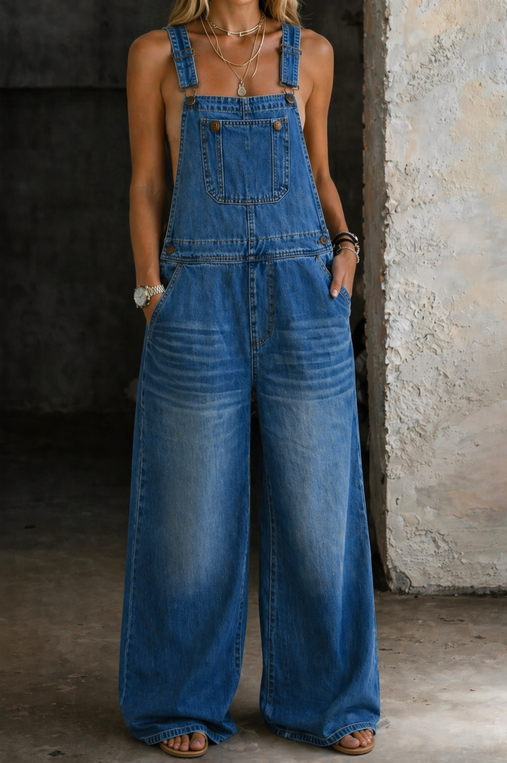 Harper | Denim Jumpsuit med Elastisk Midja