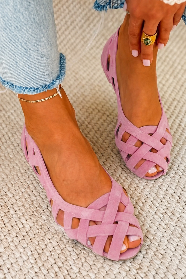 Zarah | Platta sandaler med öppen tå och flätat material