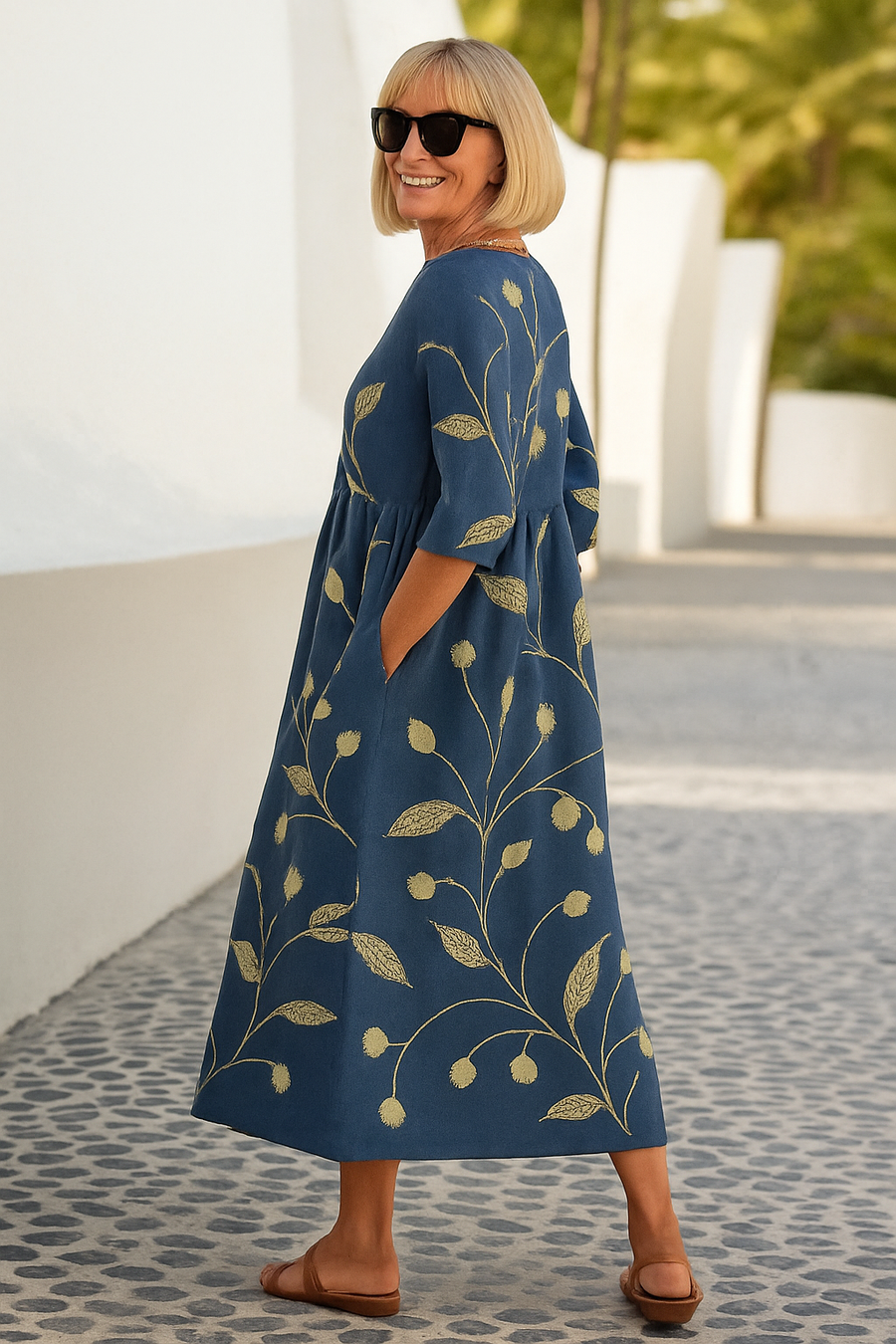 Elize | Avslappnad Midi Klänning - Oansträngd Elegans, Daglig Komfort