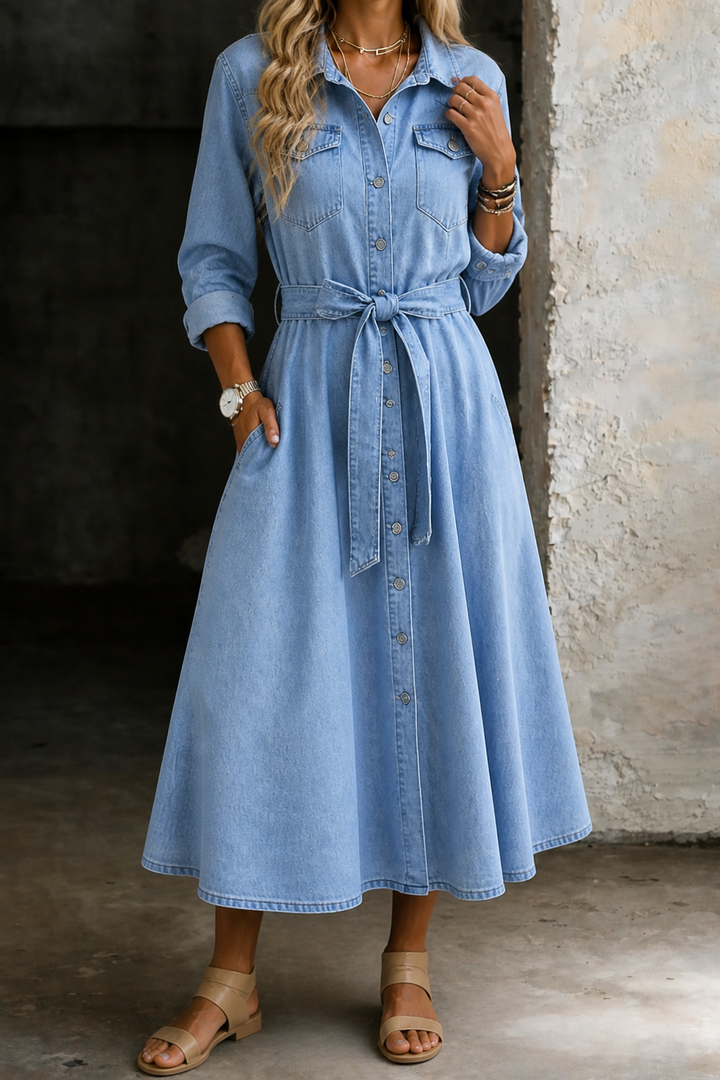 Luna | Klänning i denim med lång ärm