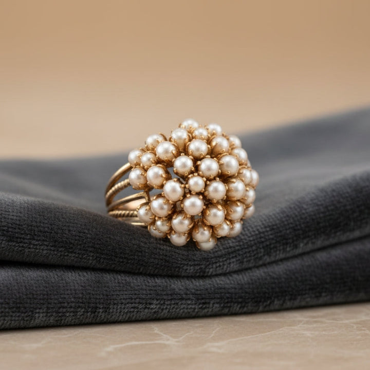 Klassisk Inlagd Pärlguld Ring