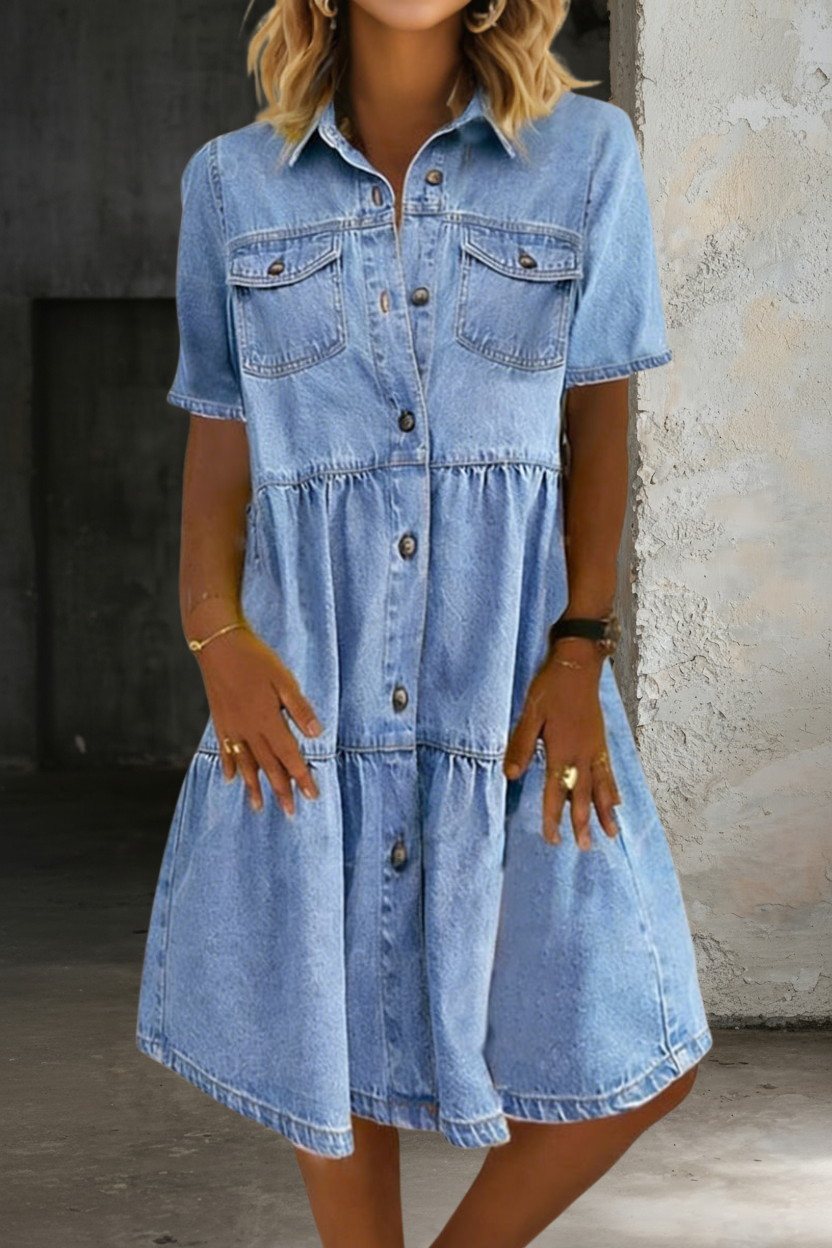 Sophia | Avslappnad Elegant Denim Klänning