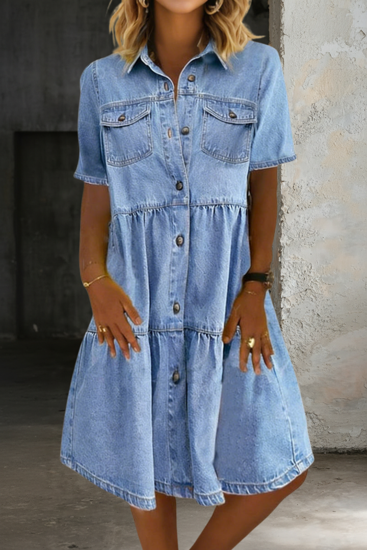 Sophia | Avslappnad Elegant Denim Klänning