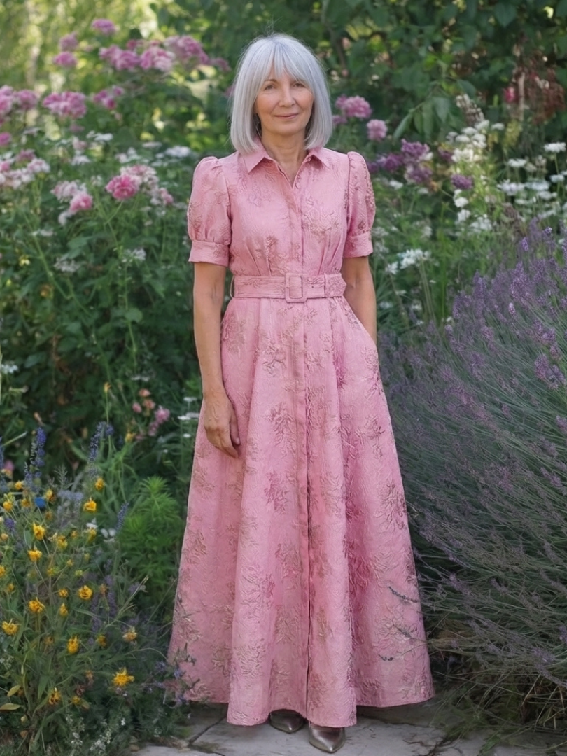 Xanthea | Maxiklänning med korta ärmar, figursydd, blommönster
