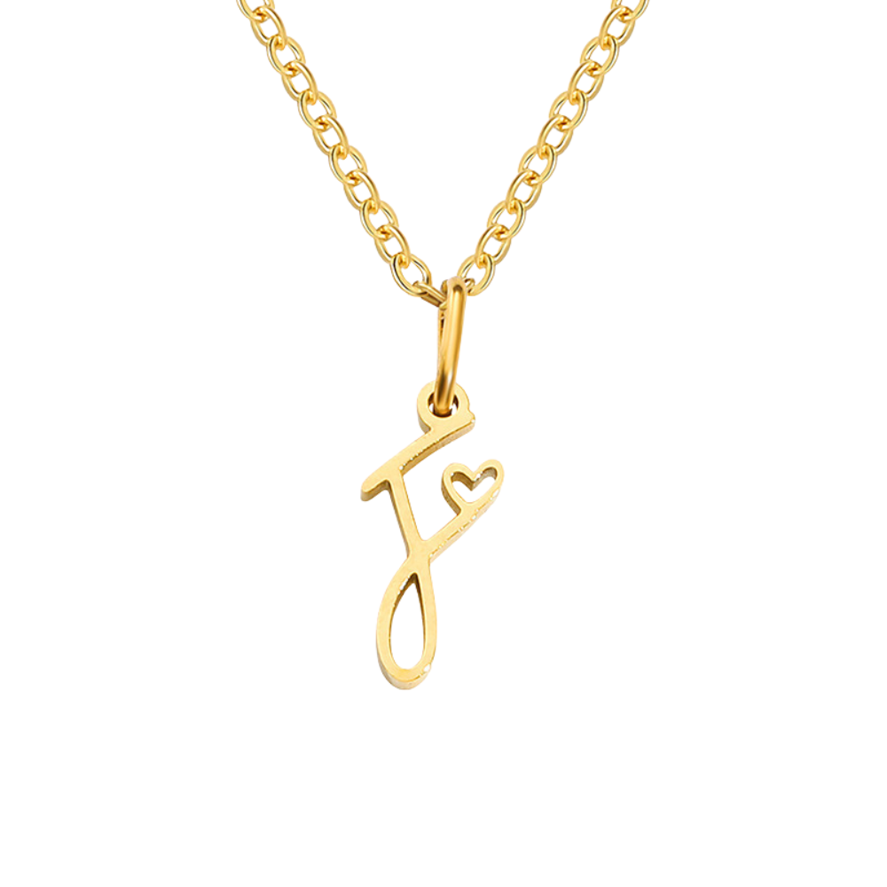 Hjärta Initial Halsband | Guld