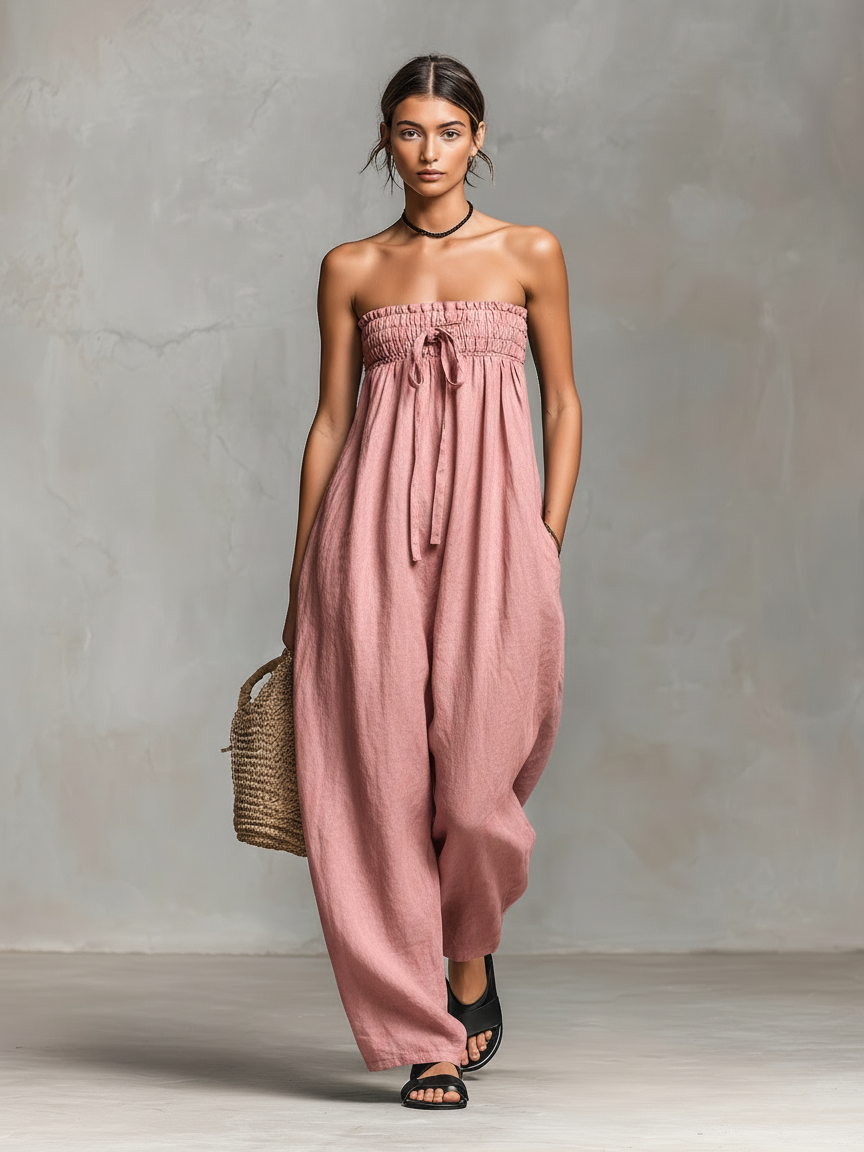 Mia | Lätt Linne Jumpsuit